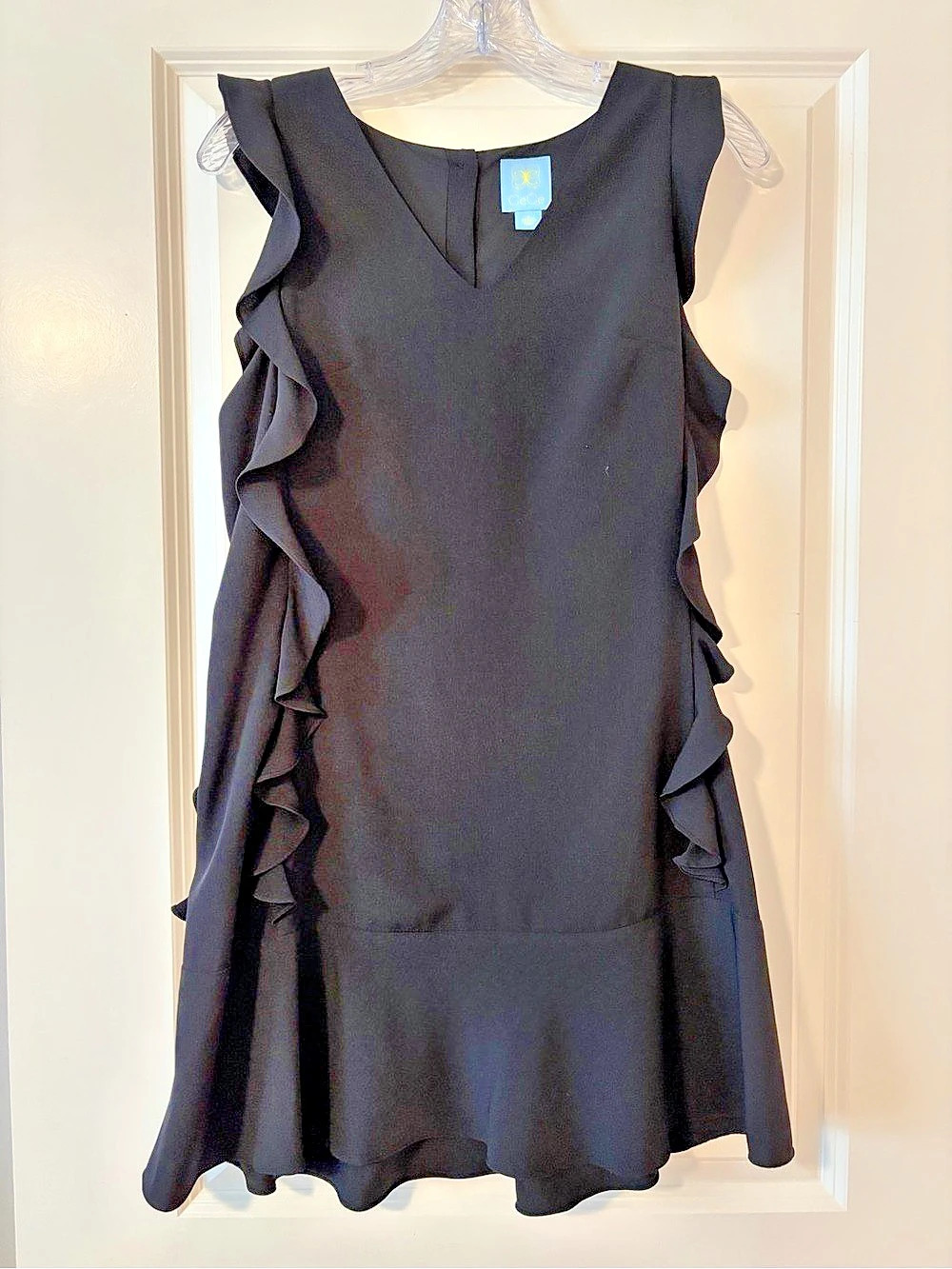 CeCe Black Ruffle Mini Dress Like New